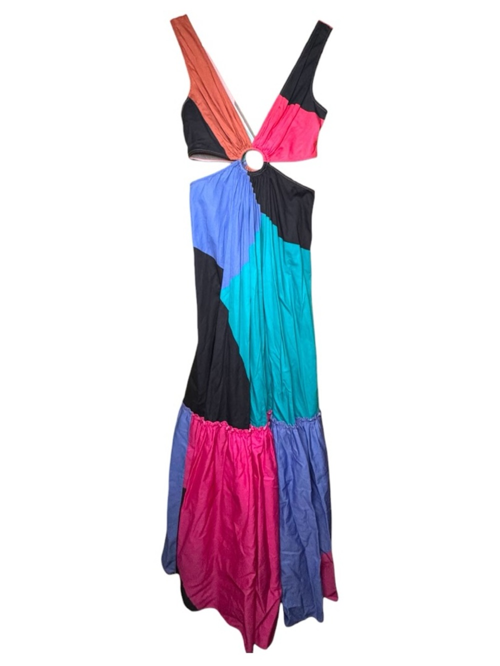 Anthropologie Geisha Designs Colorblock Flounced Cut-out  Summer Dress